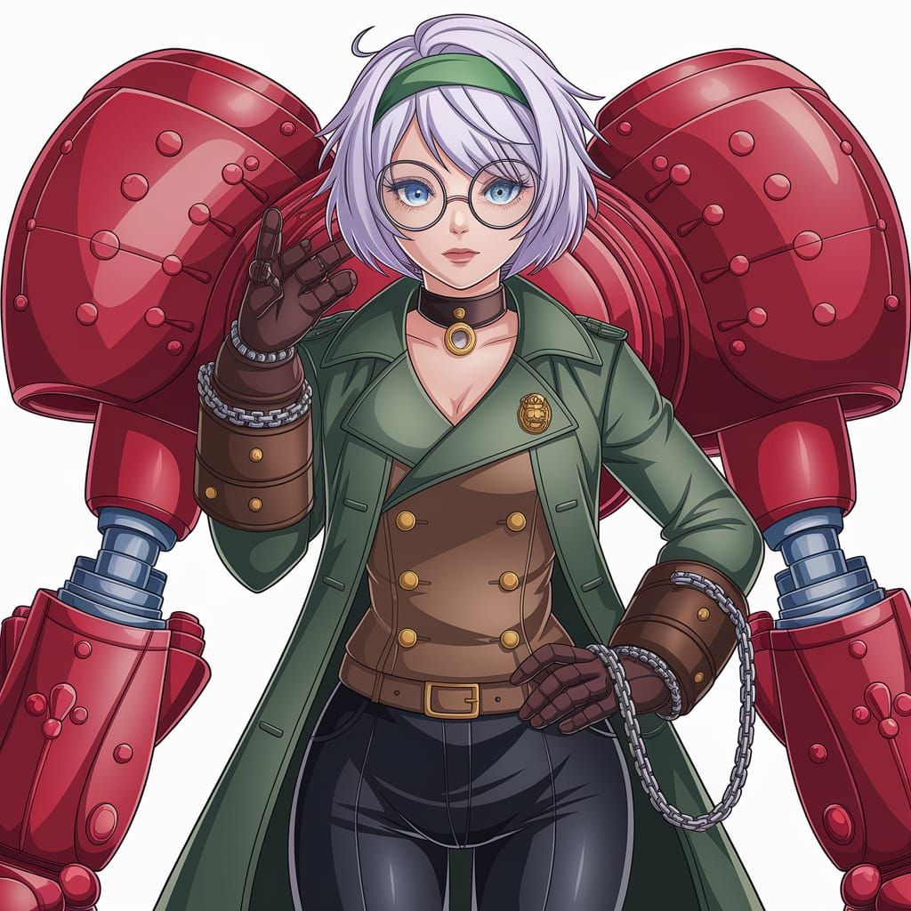 Roberia Karurīni Posing with Steam Powered Mecha