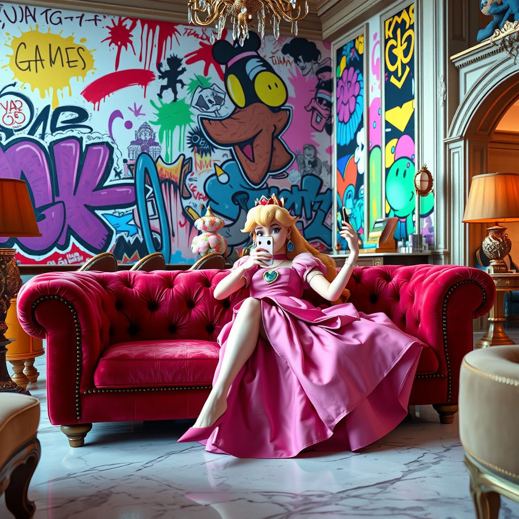 Princess Peach Socialite Influencer in Opulent Mansion