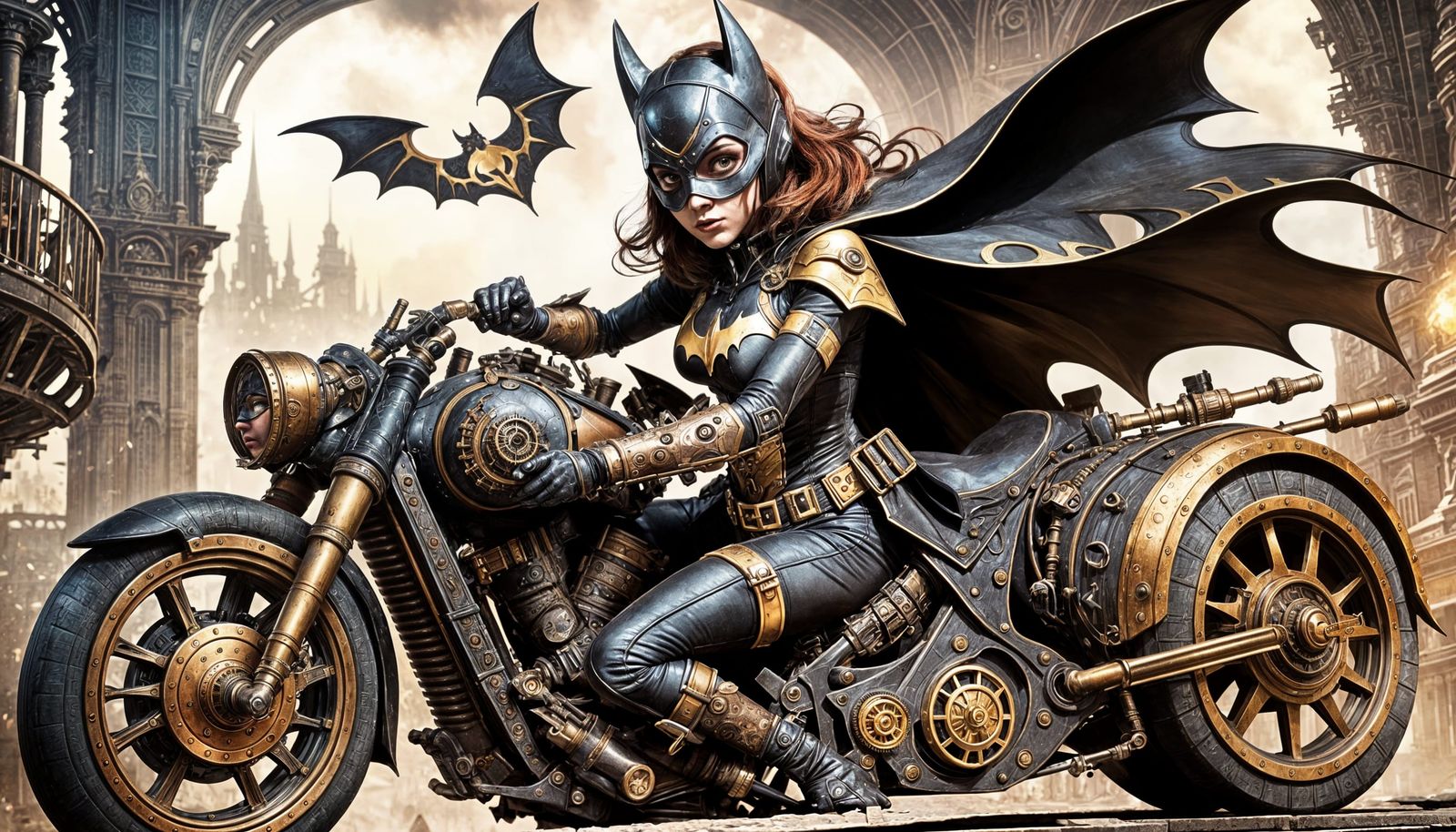 Steampunk Batgirl in Epic Cinematic Digital Painting