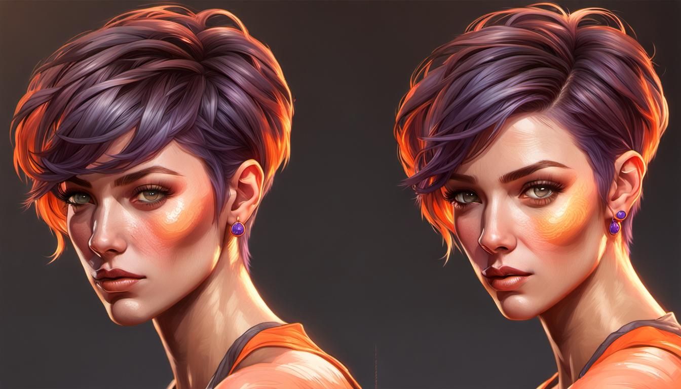 Hyperdetailed Portrait of Girl with Lavender Hair