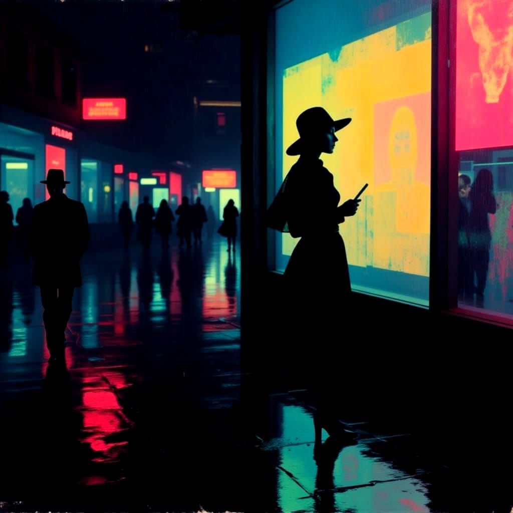 Neon Nightlife: Synthwave Glitch Art in City