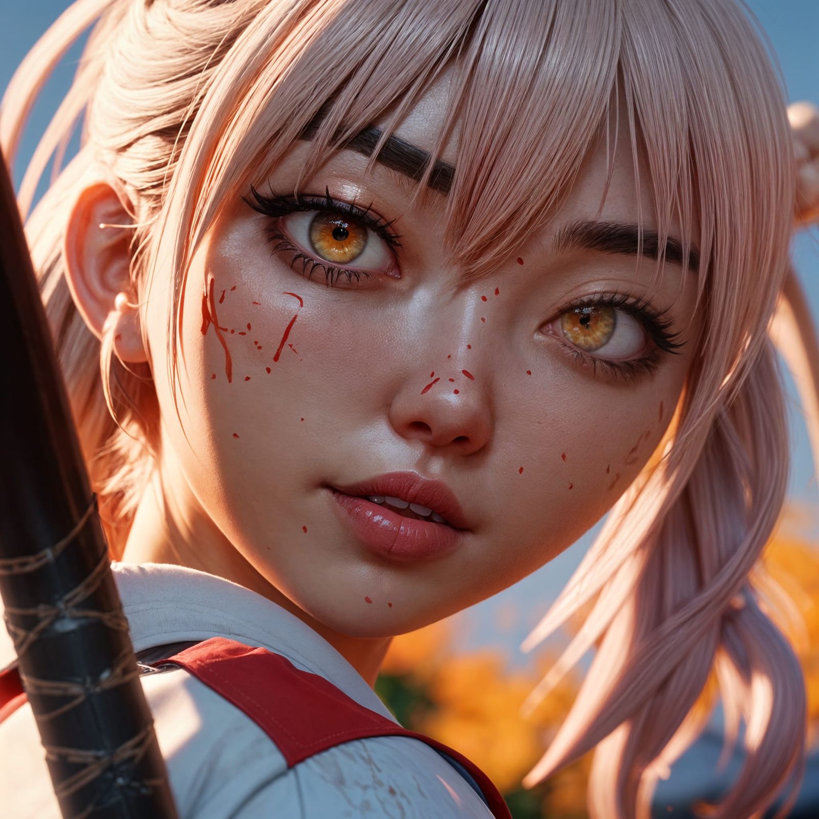 Anime Girl with Baseball Bat in 3D Aesthetic Art