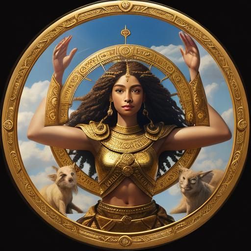 Vitruvian Black Woman in Renaissance Digital Art