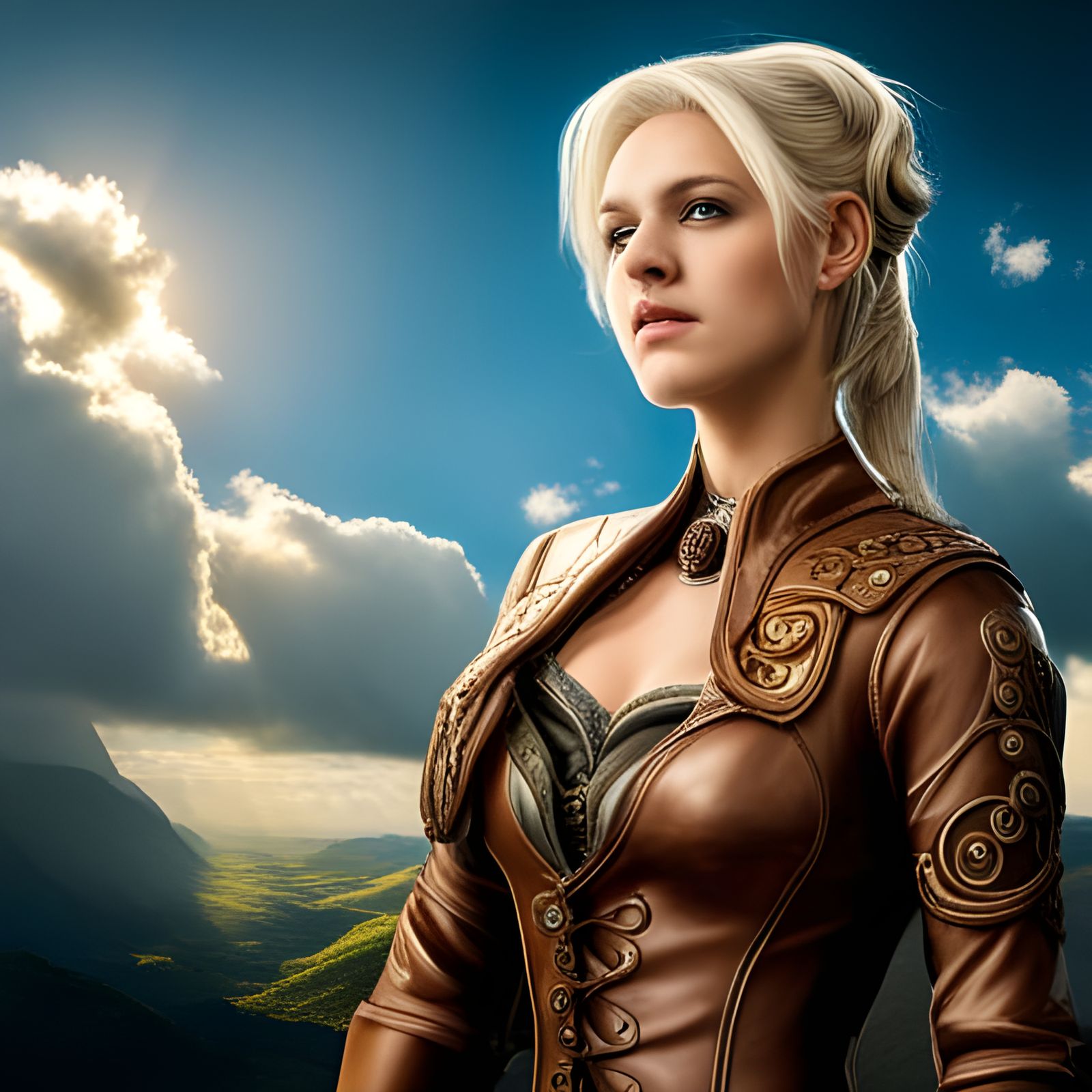 Steampunk Elf Goddess with Golden Hair