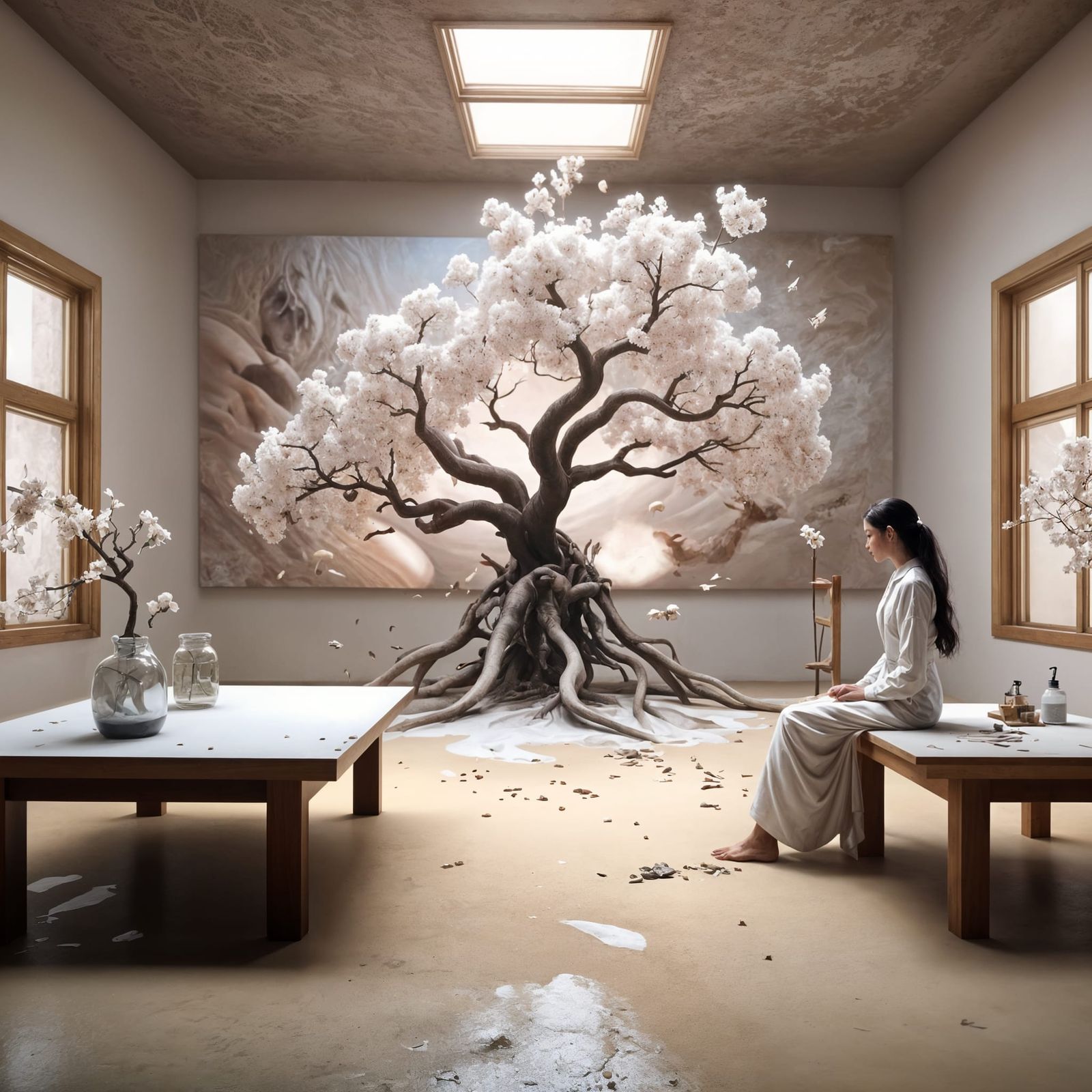Surreal Portraits in White Laboratory, Matte Painting