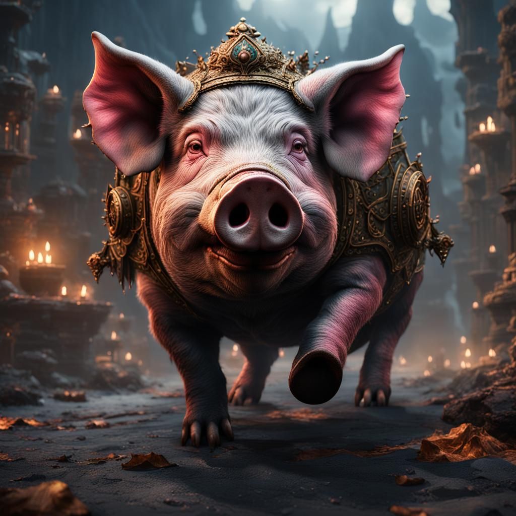 Fantastical Pig in Detailed Matte Painting