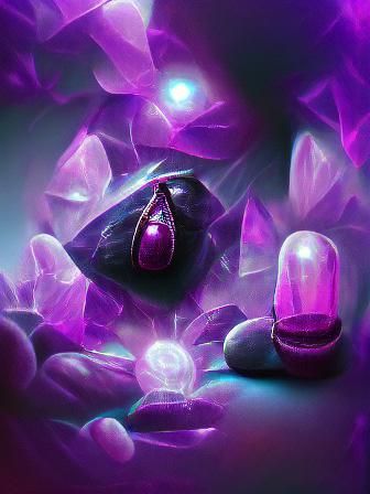 Ominous Glowing Purple Amethyst Gem Digital Illustration