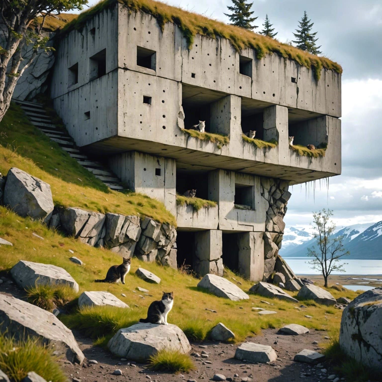 Arctic Bunker with Feline Sentinels