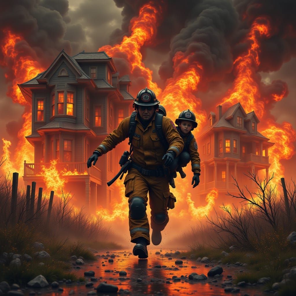 Firefighter Rescues Crying Child from Burning Building