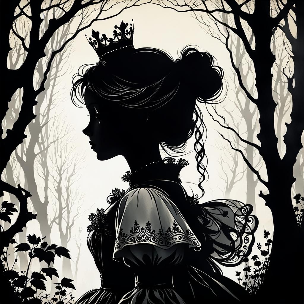 Princess Silhouette in Arthur Rackham Style