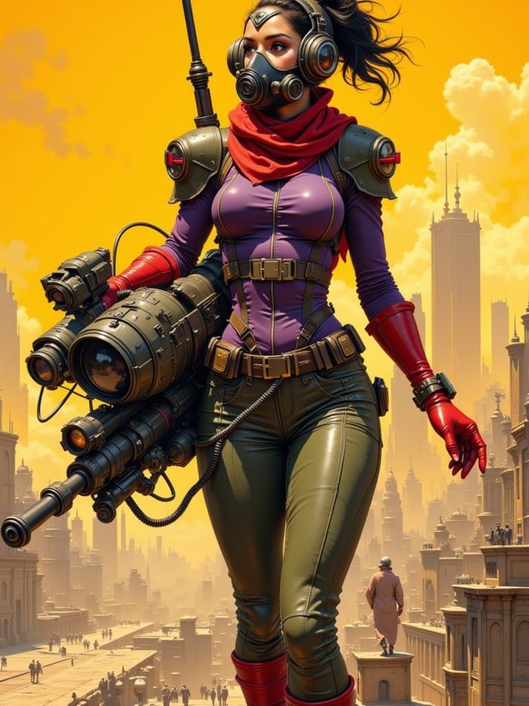 Steampunk Soldier Portrait in Comic Book Style