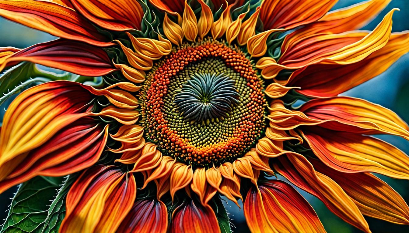 Hyperrealistic Close-Up of a Polychromatic Sunflower