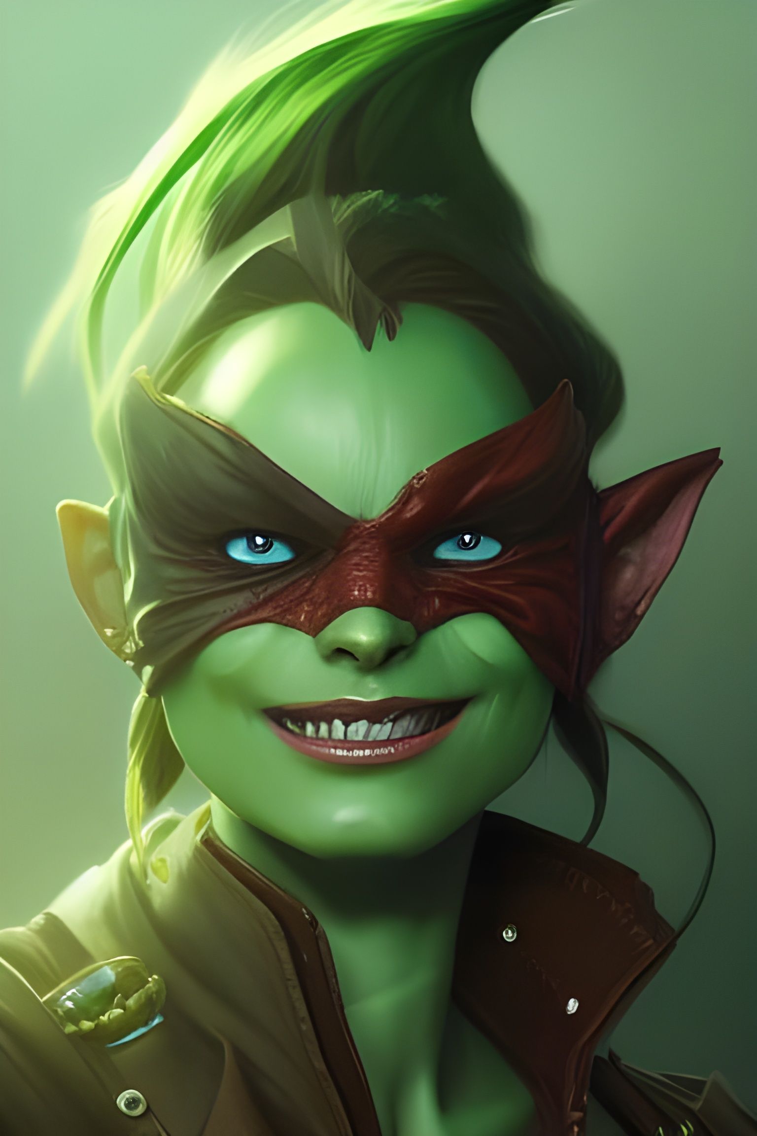 Green Goblin Pirate Portrait in Art Nouveau Style