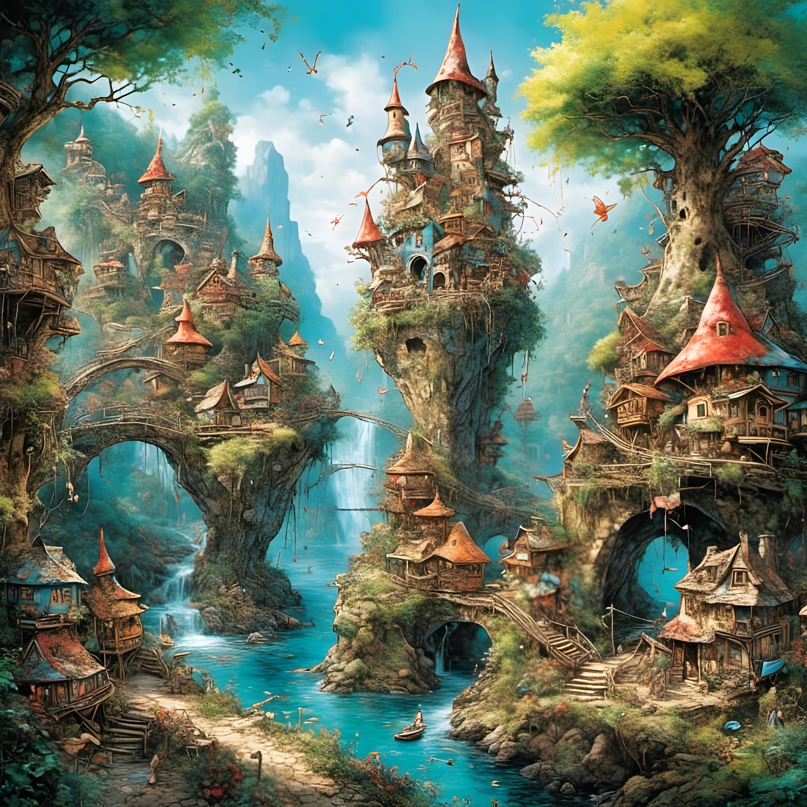 Charming Fairy Town with Graffiti Art