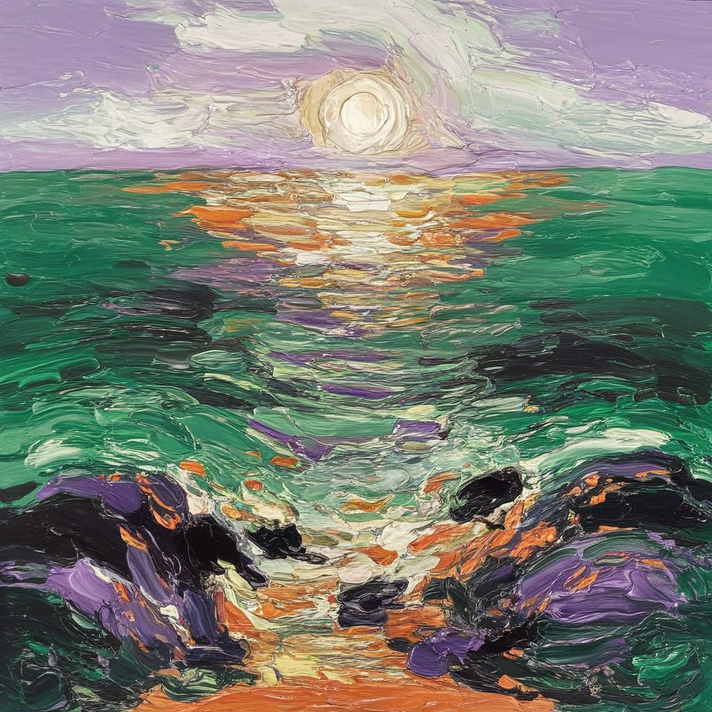 Impasto Seascape in Impressionistic Style