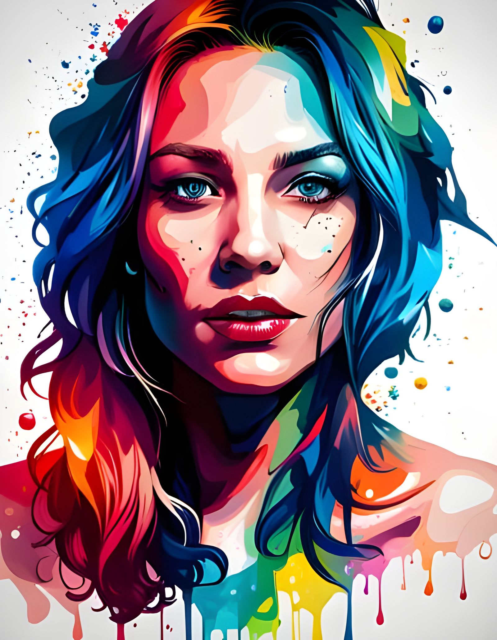 Colorful Ink Portrait of a Girl in 8K
