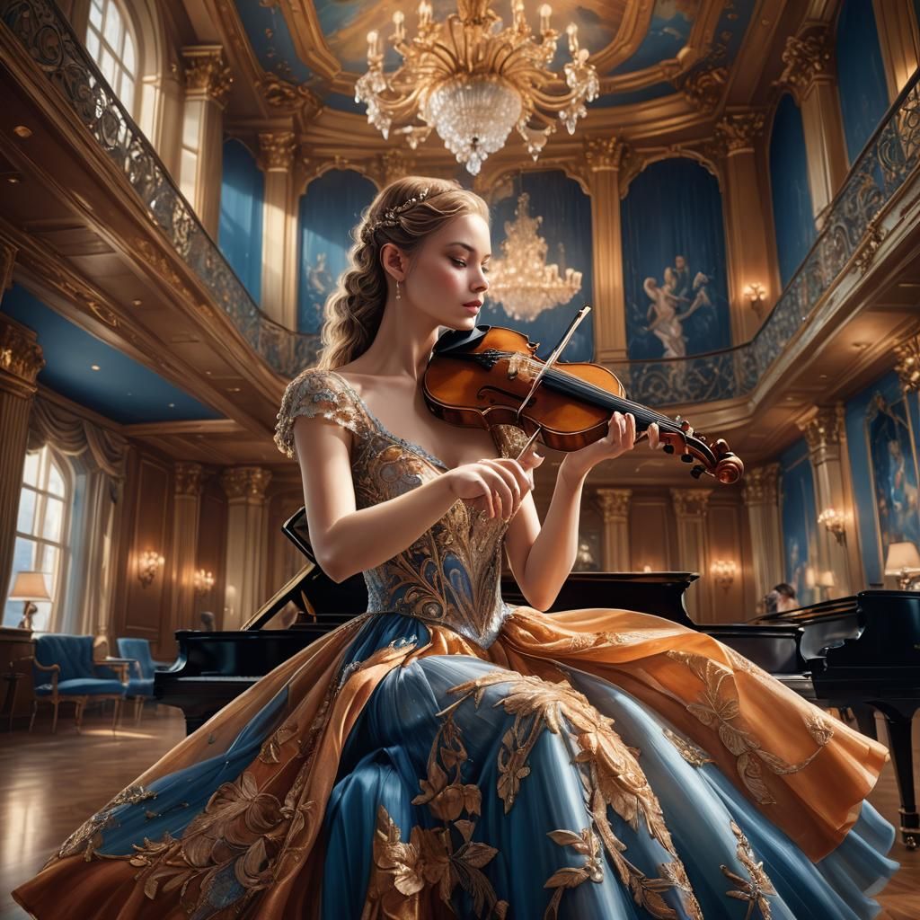 Elegant Fantasy Portrait in Majestic Ballroom