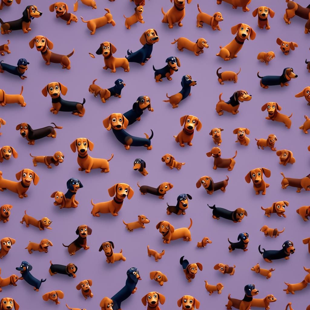 Dachshunds in a Pixar Inspired 3D Rendering