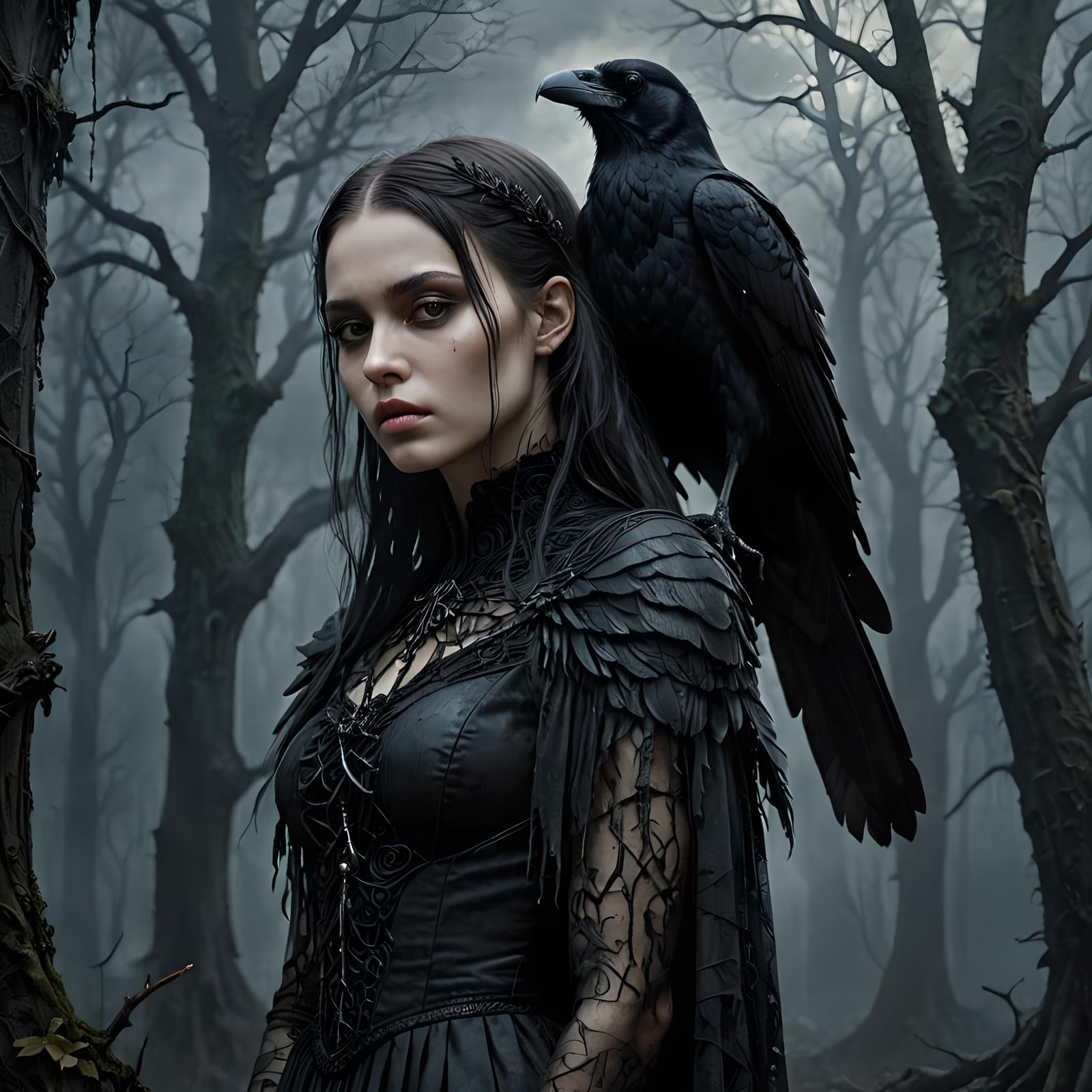 Hyperrealistic Gothic Girl in Cinematic Film Still