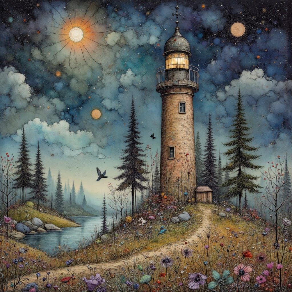 Hyperdetailed Lighthouse Concept Art in Digital Illustration