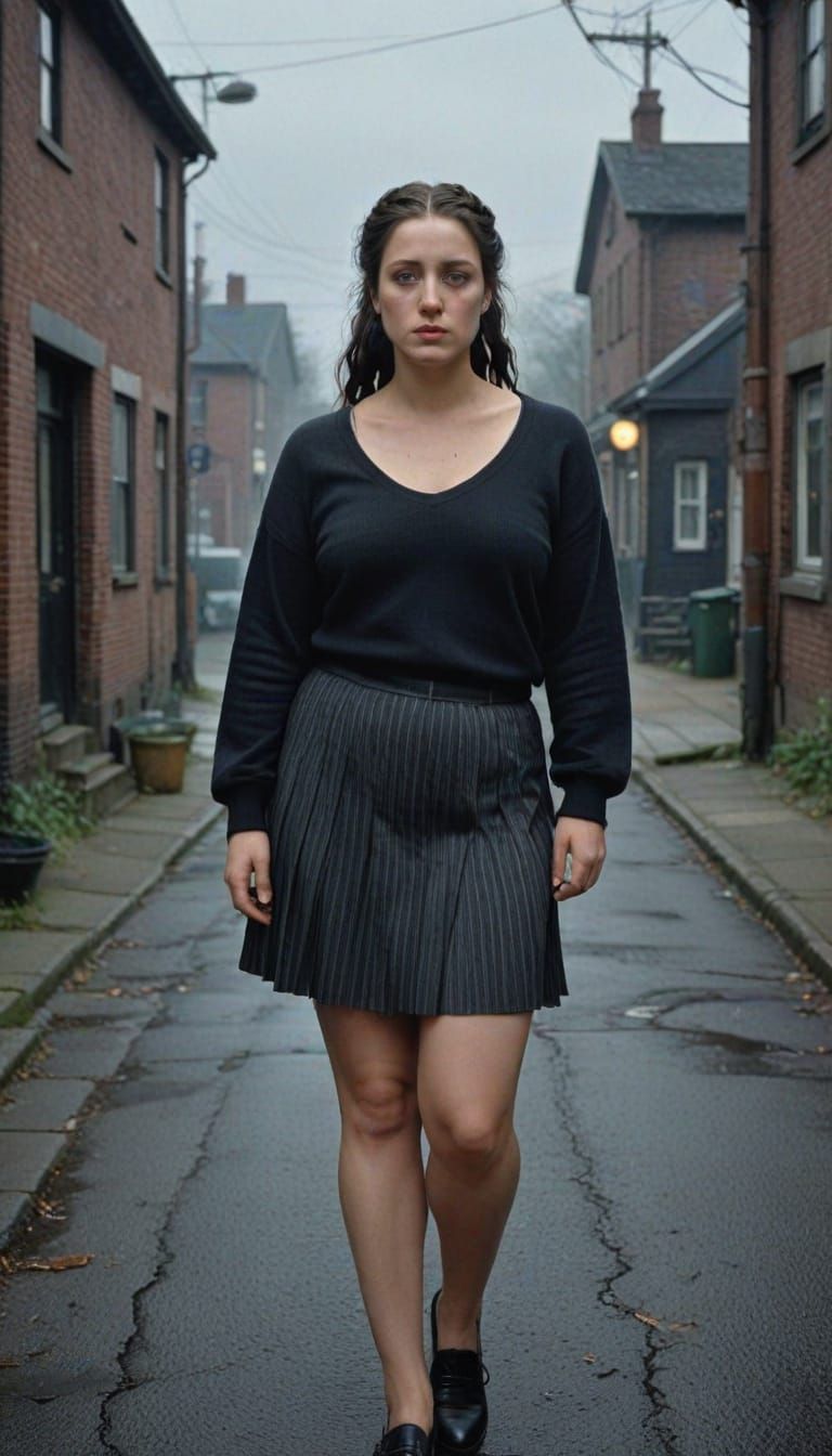 English Woman in 1990s Street Scene