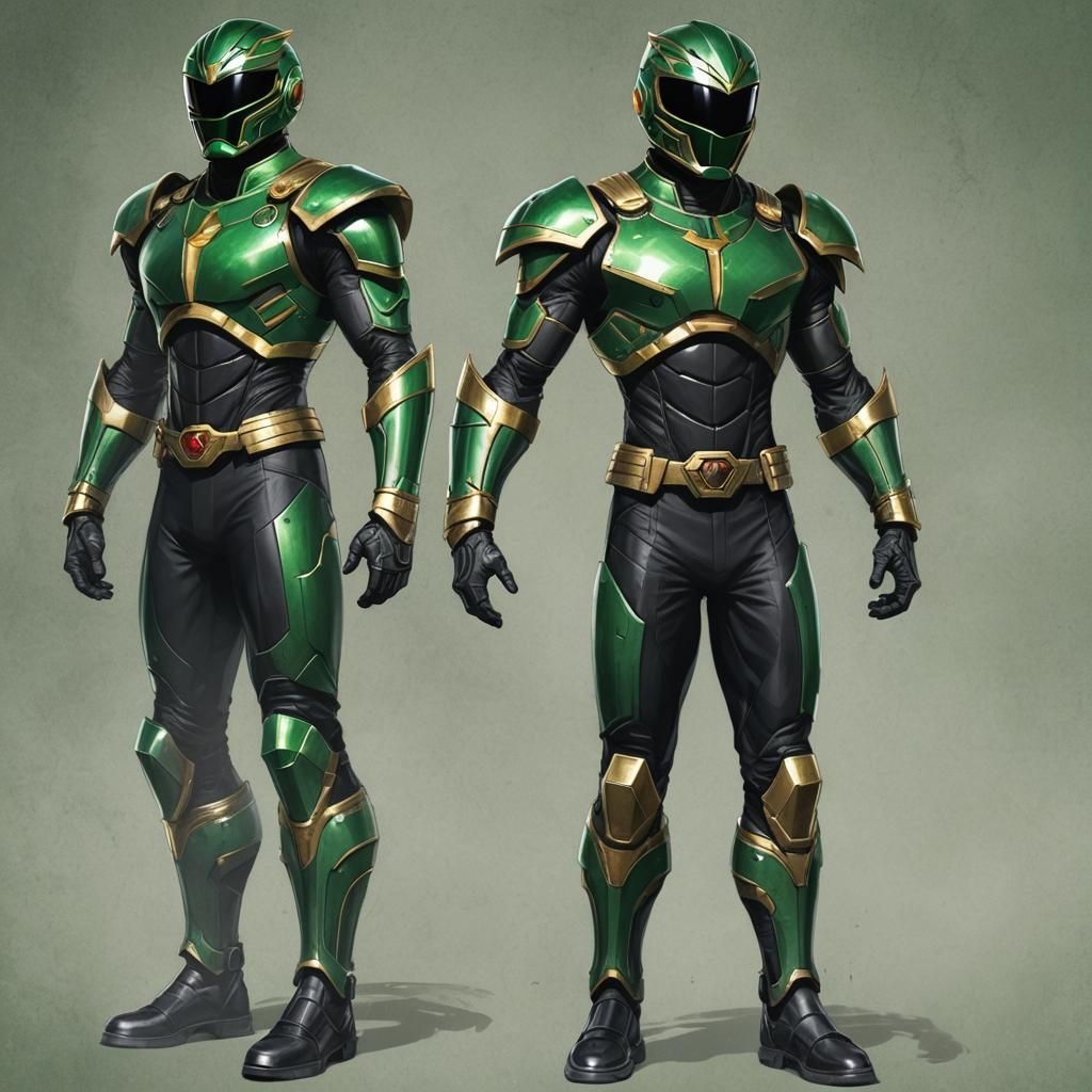 Green Armored Hero in Detailed Matte Painting