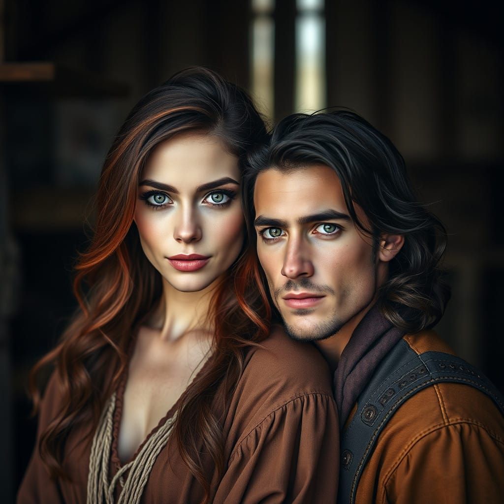 Western Couple Portrait in Hyperrealistic HDR Style
