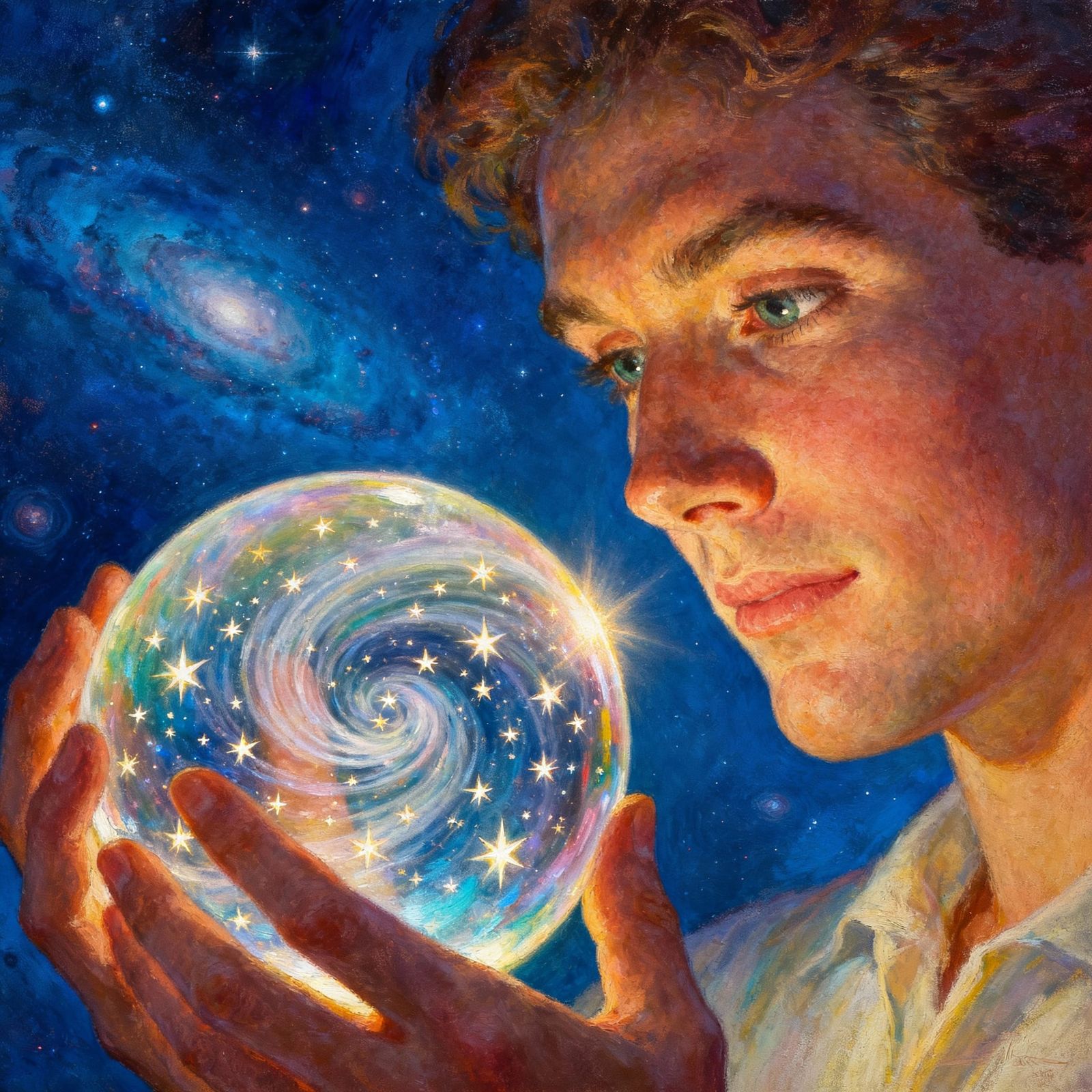 Cosmic Orb of Honesty in Digital Matte Painting Style