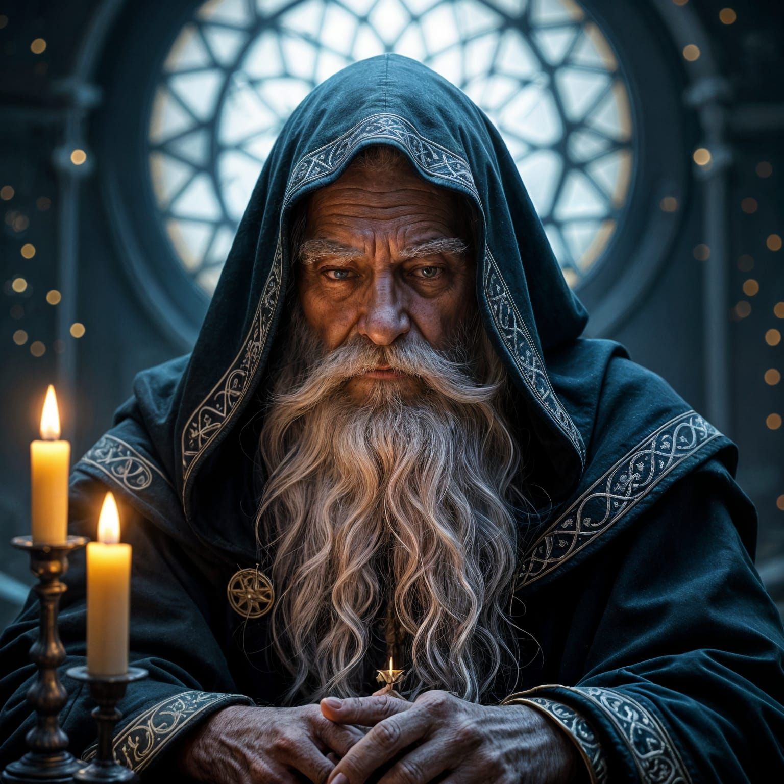 Mystical Oracle in Candlelight Fantasy Scene