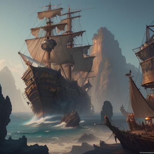 Detailed Matte Painting of Jack Sparrow