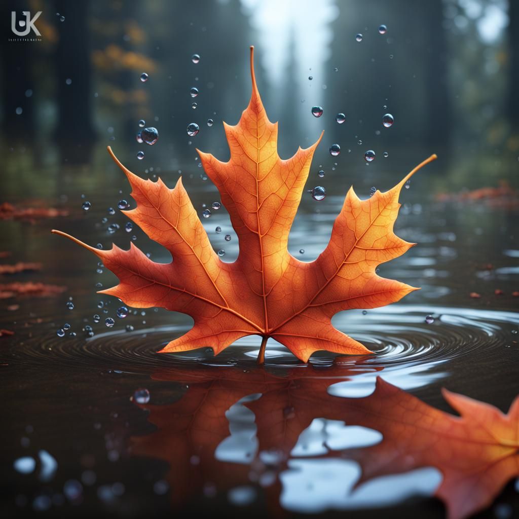 Maple Leaf Descent: Detailed Matte Painting