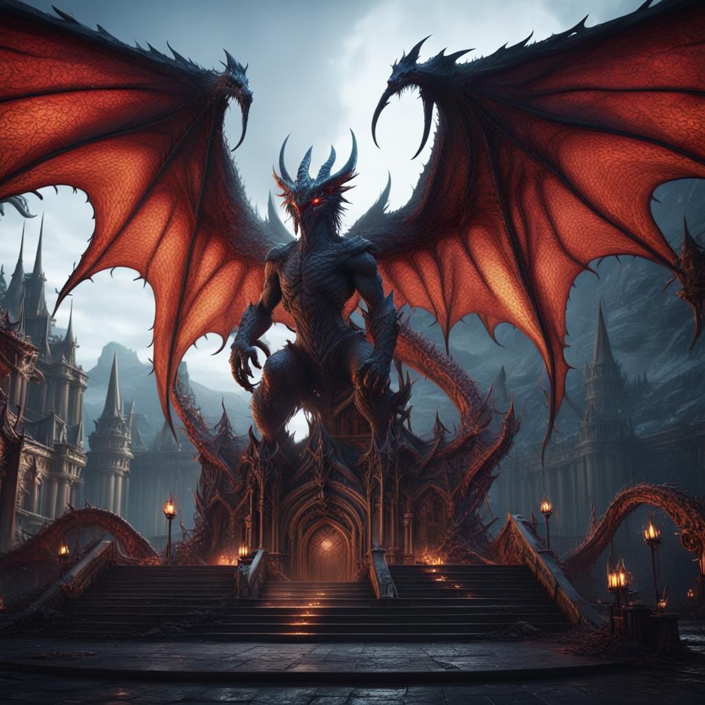 Detailed Demon Bahamut Matte Painting
