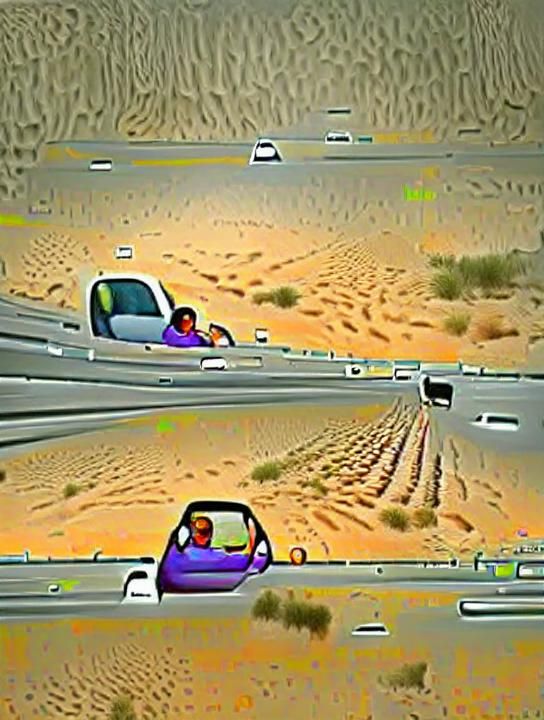 Car on Desert Highway