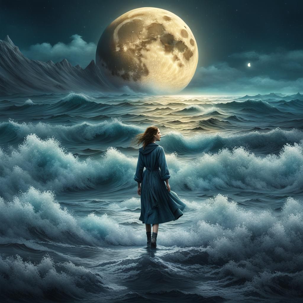 Epic Moon Road Digital Painting