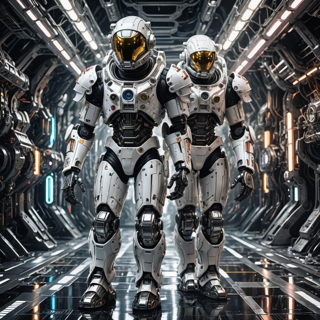 Biomechanical Astronaut in Futuristic Armor, Sci-Fi Art