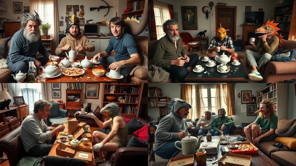 Hyper-Realistic Tea Party of Bizarre Roommates