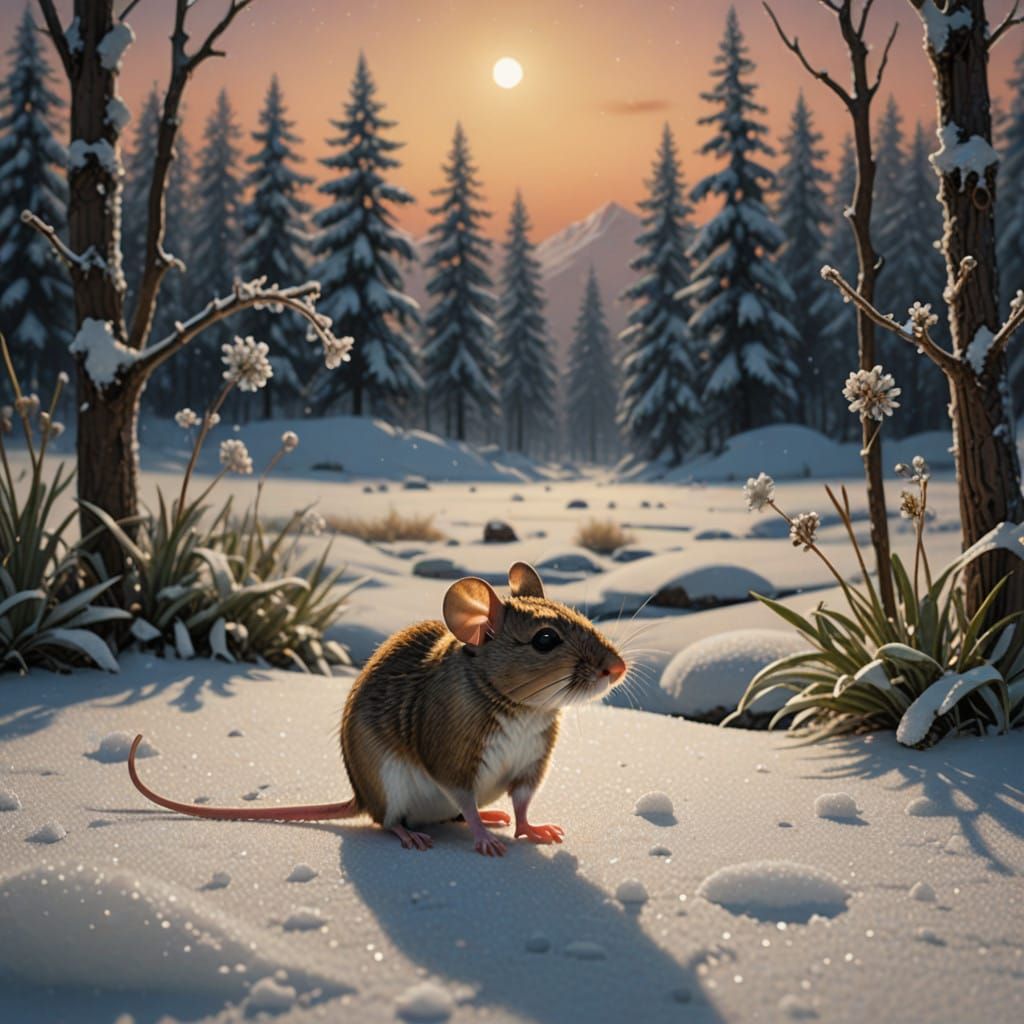 Majestic Mouse Amidst Winter Wonderland
