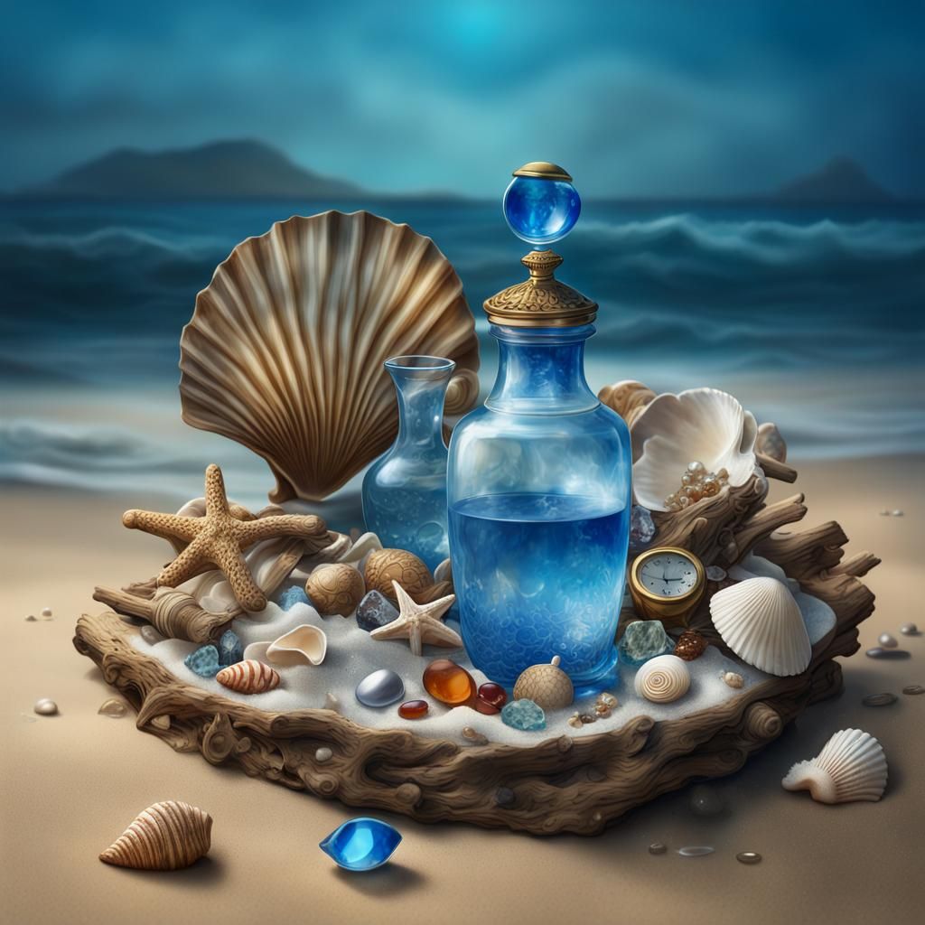 Beach Treasures: Outdoor Still Life in Detailed Painting