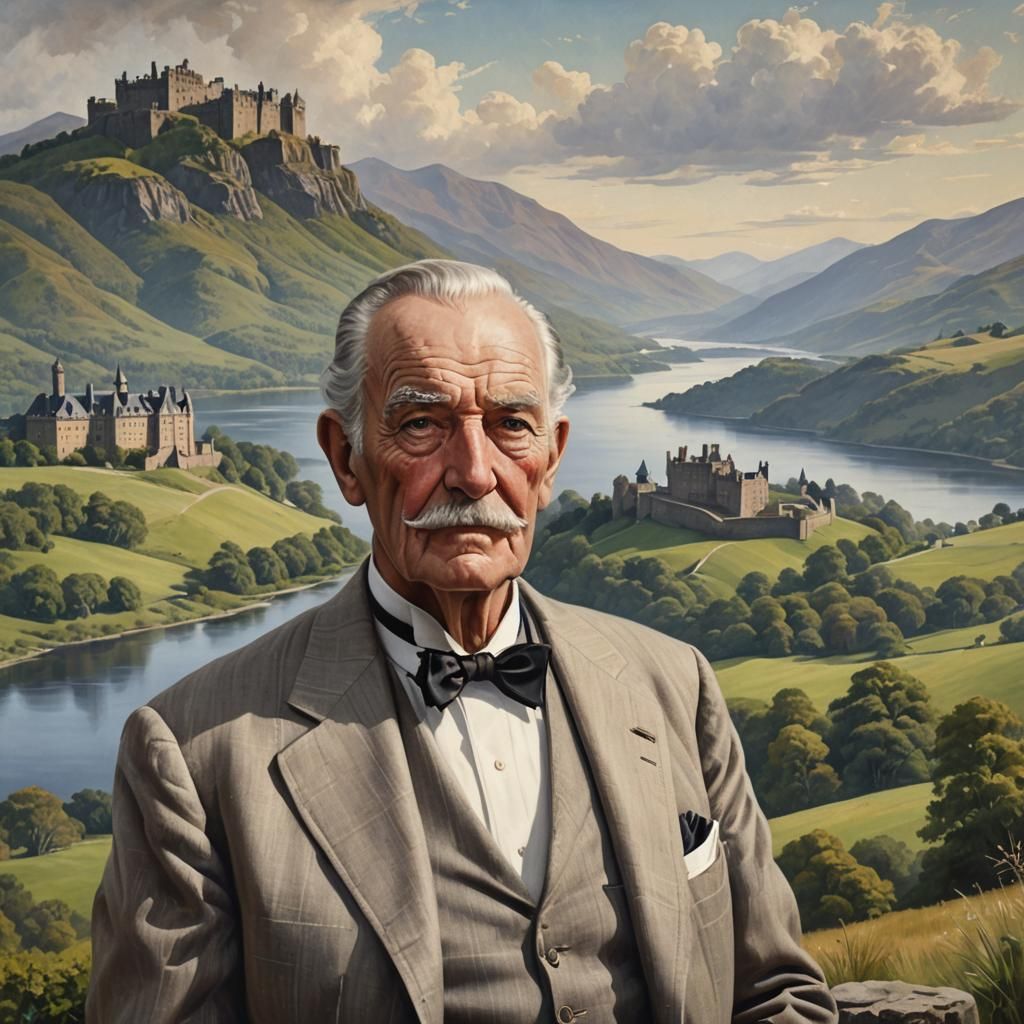 Realistic Portrait of an Elderly Man in Classic Style