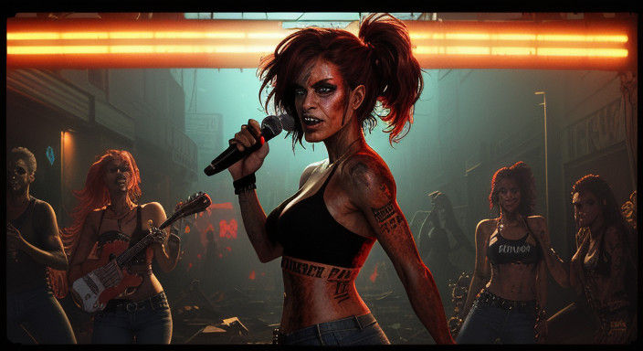 Petite Punk Rocker Belts Out Tune in Abandoned Warehouse
