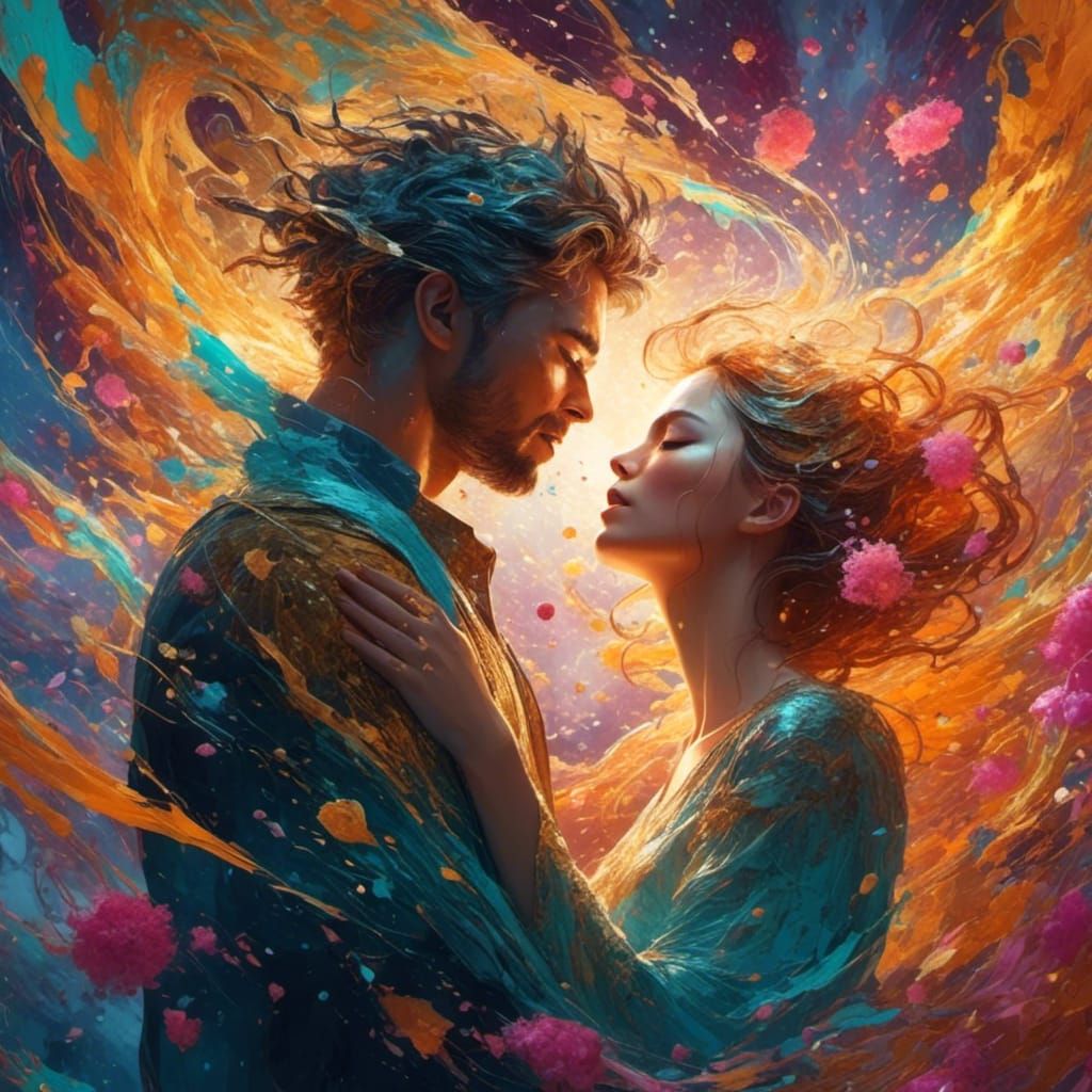 Hyperrealistic Lovers Dancing in a Storm