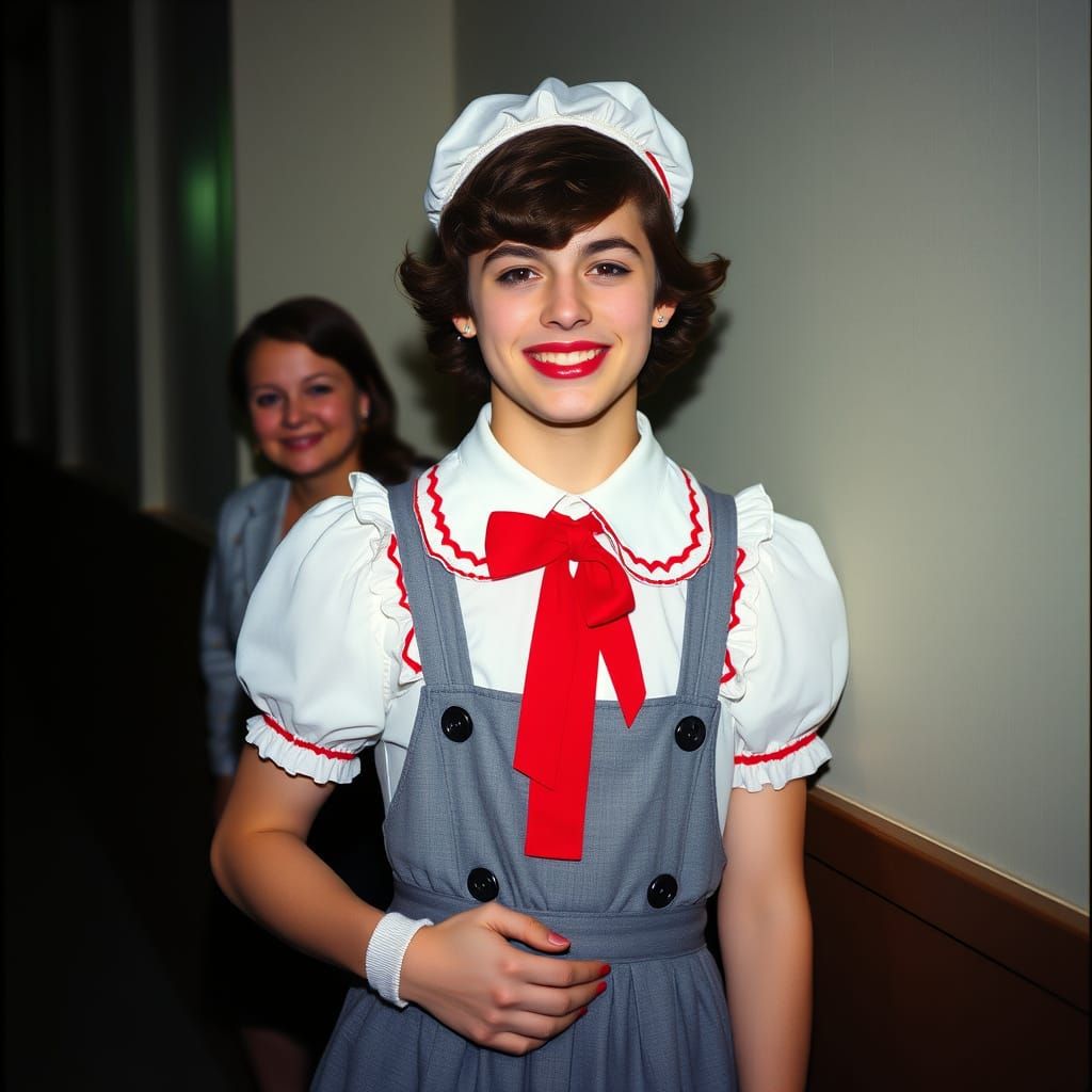 Confident Youth in Whimsical Attire, Captured in Cinematic S...