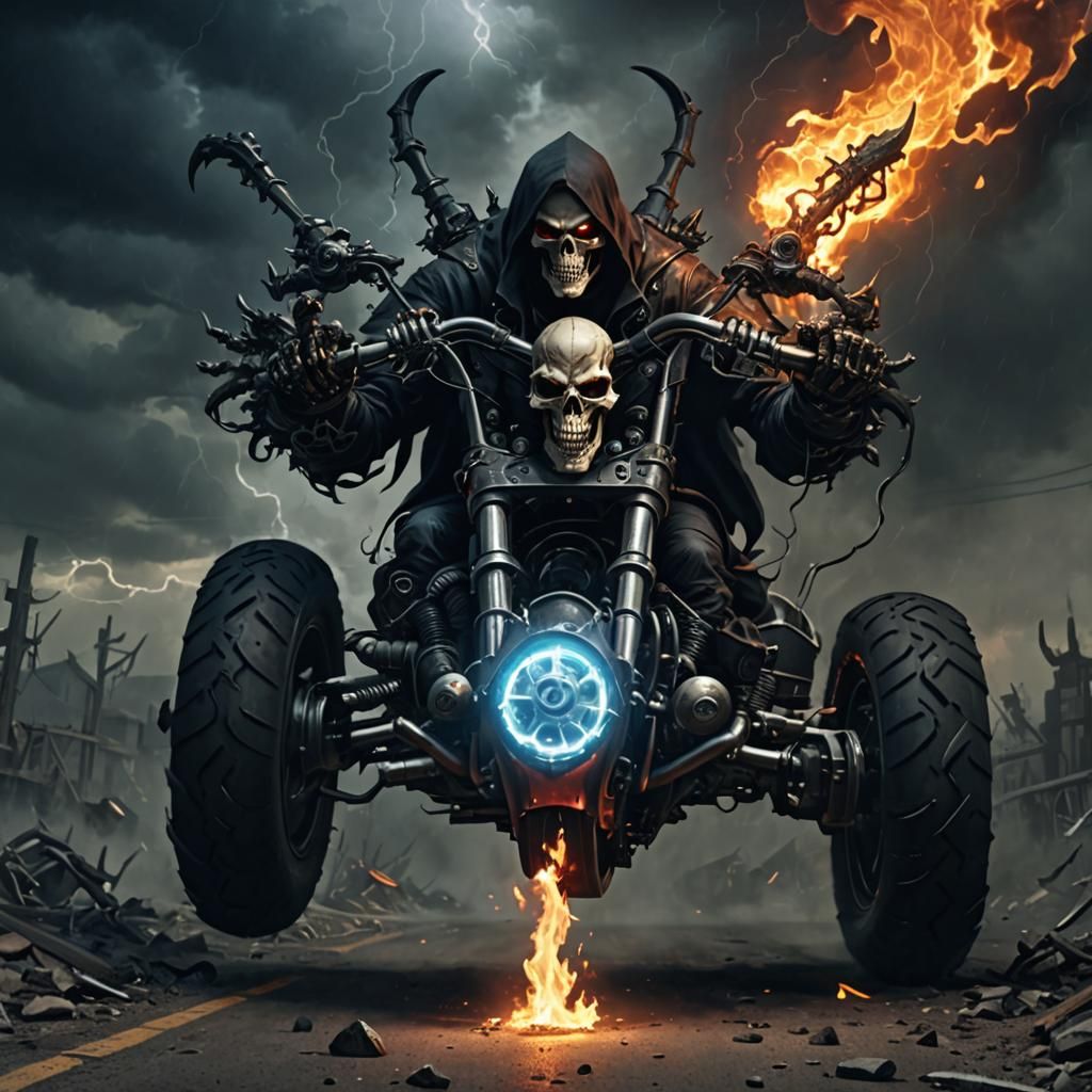 Reaper on Fire Bike Rides to Hell