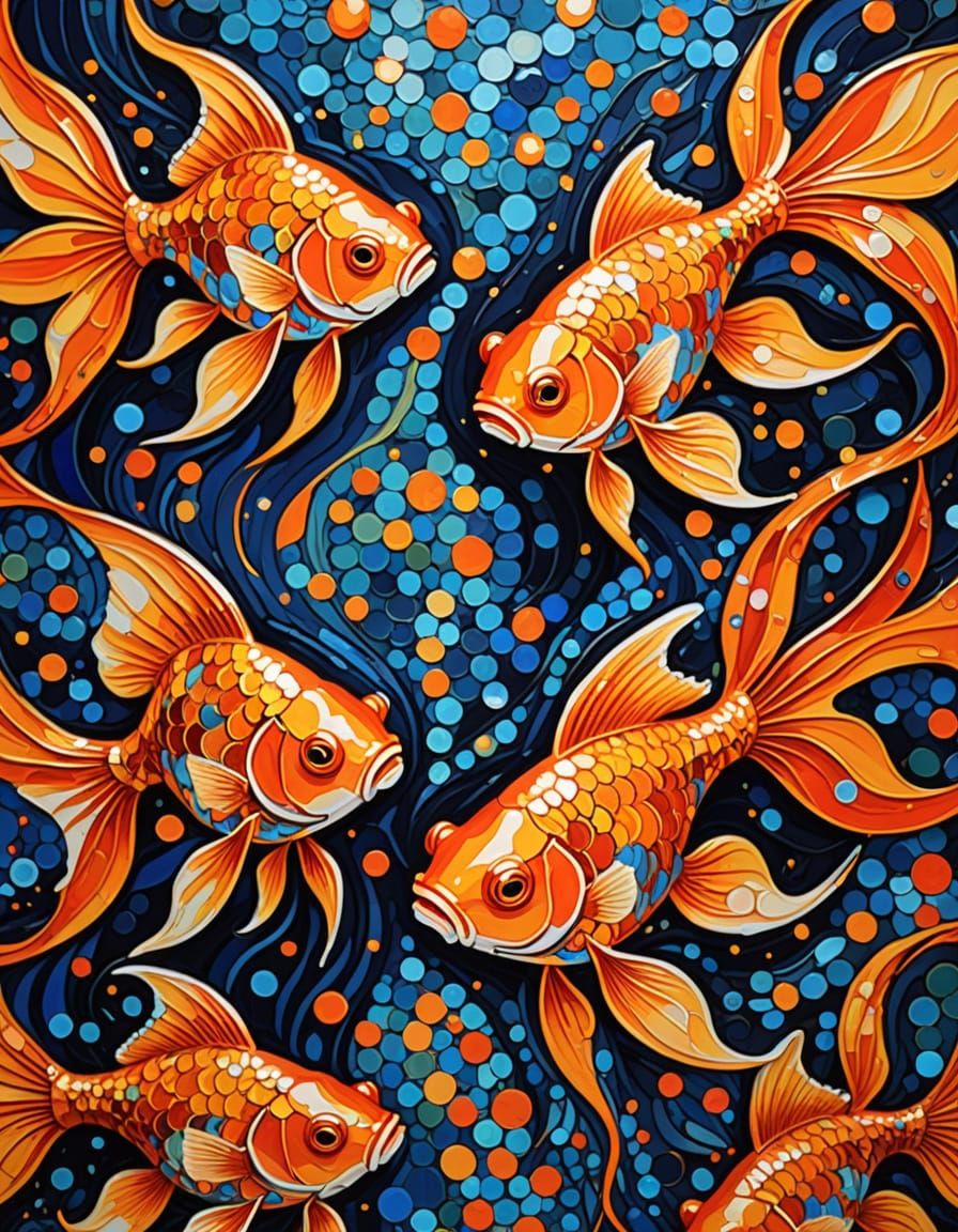 Vibrant Abstract Goldfish in Kaleidoscope Colors