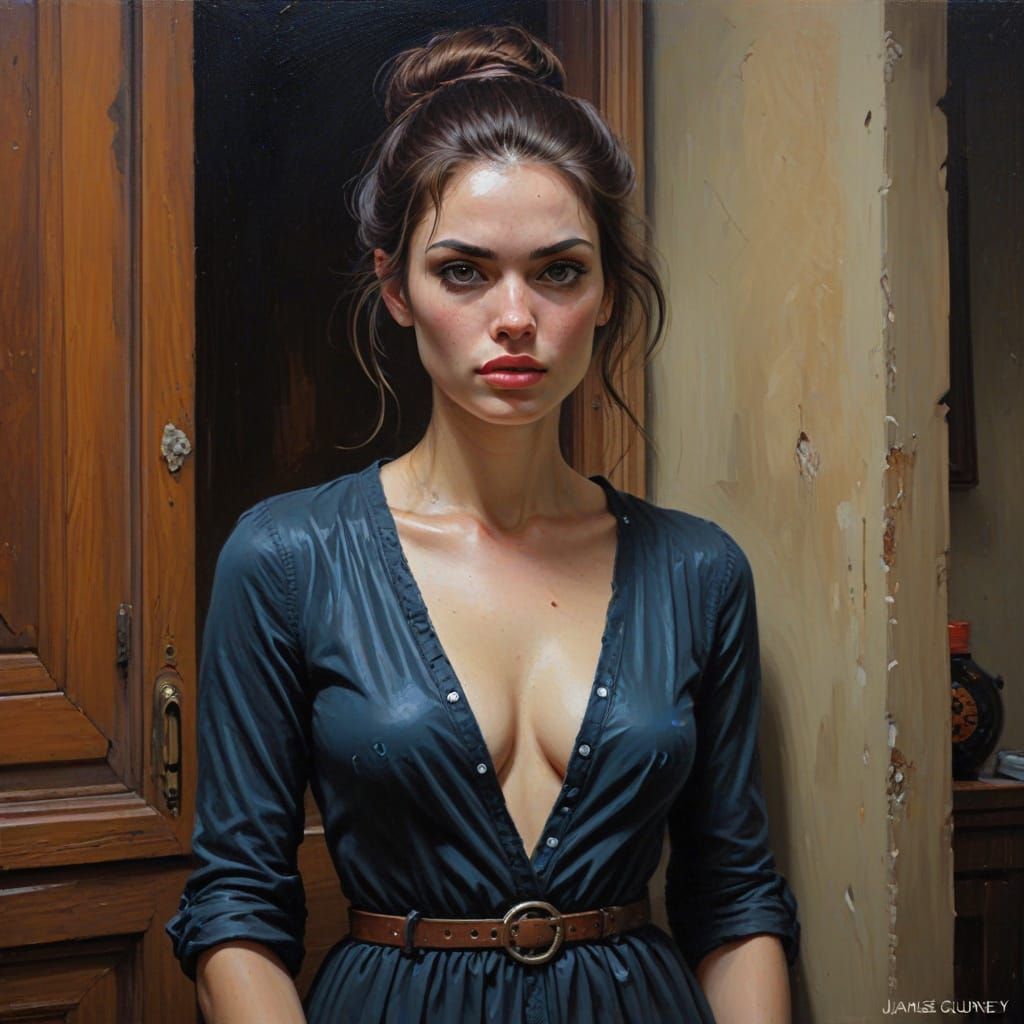 Vibrant Portrait of a Young Woman in Oil Painting