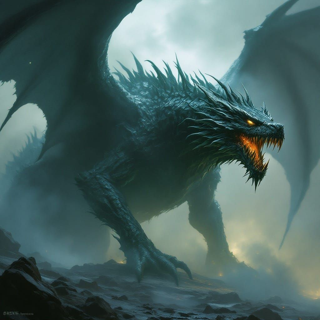Ominous Ghost Dragon in Dark Fantasy Style