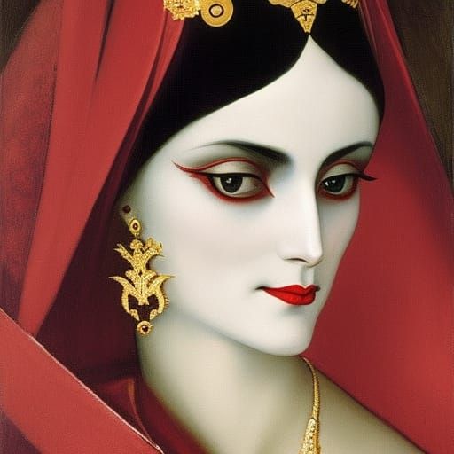 Vampire Lord in Coffin, Evoking Early 20th Century Art