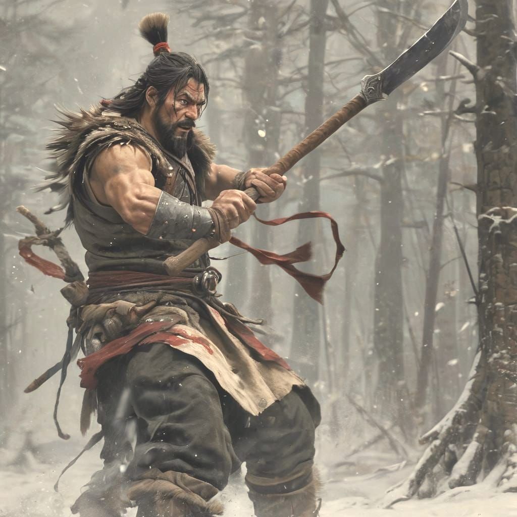 Bogatyr Warrior's Fatal Blow in Anime Style