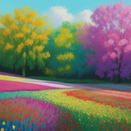 Whimsical Summer Floral Masterpiece in Impressionist Style