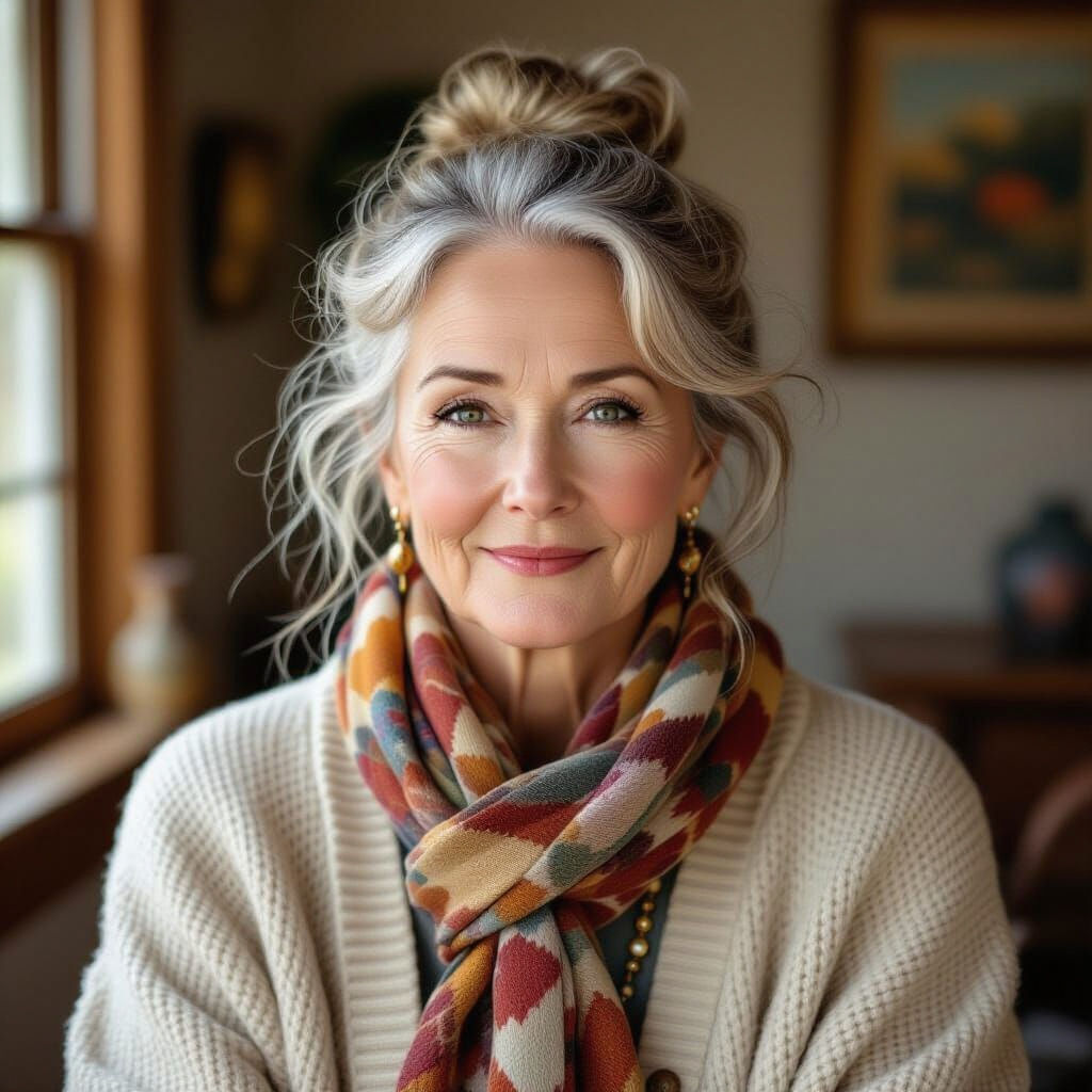 Portrait of a Wise Elderly Teacher in Autumn Tones